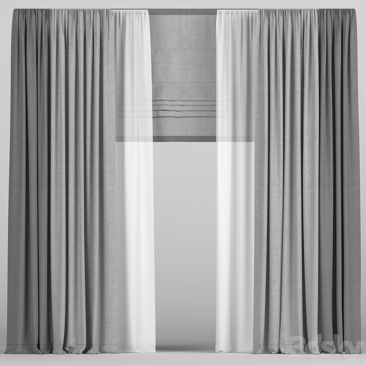 Curtains in two colors with roman