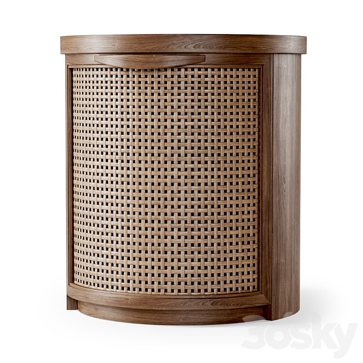 Wooden side table / Rattan bedside table -table