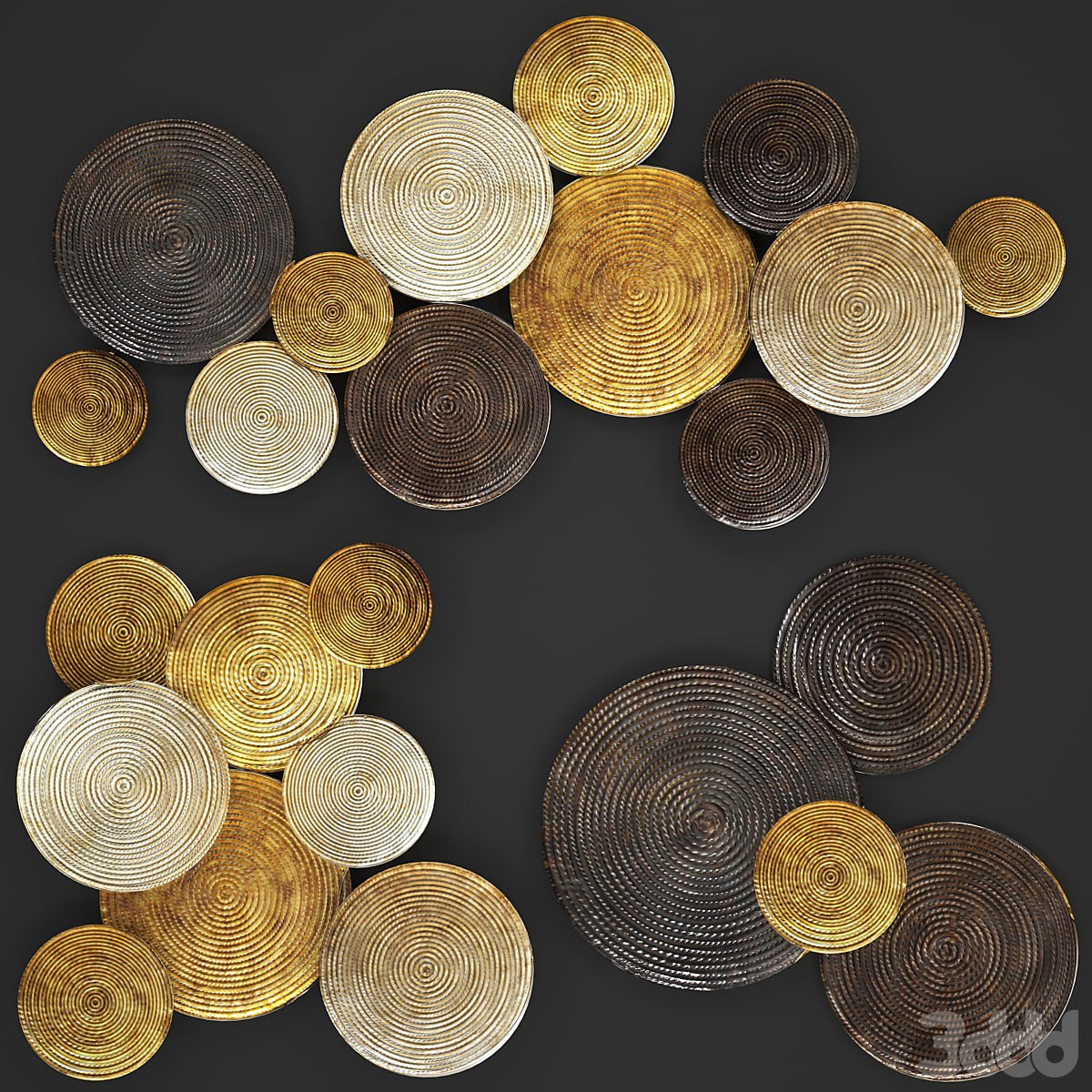 ART. Circles Wall Decor. Настенный декор, картина, диски, золотой декор, luxury, панно