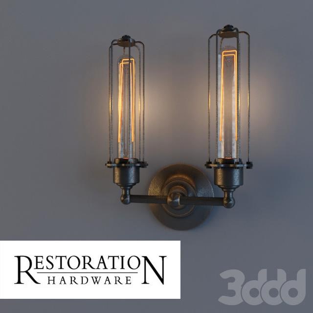 RH / Edison Caged double sconce gunmetal