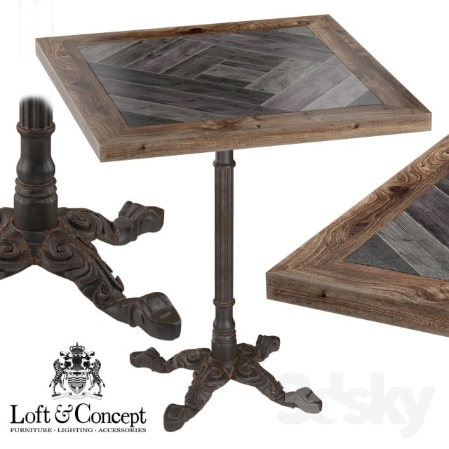 CAST IRON AND WOOD RESTAURANT TABLE SQUARE -conceptcast