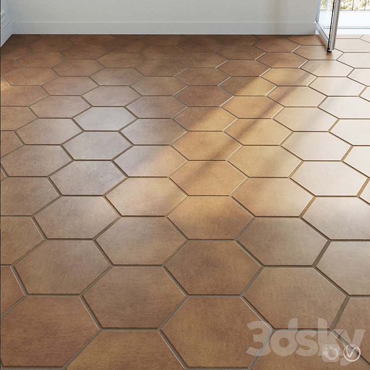 Ceramic tile set 03 - Hexagon Natural Terracotta