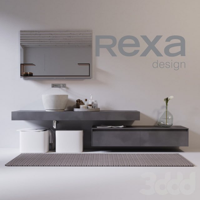 rexa design washbasin with furniture and accessories