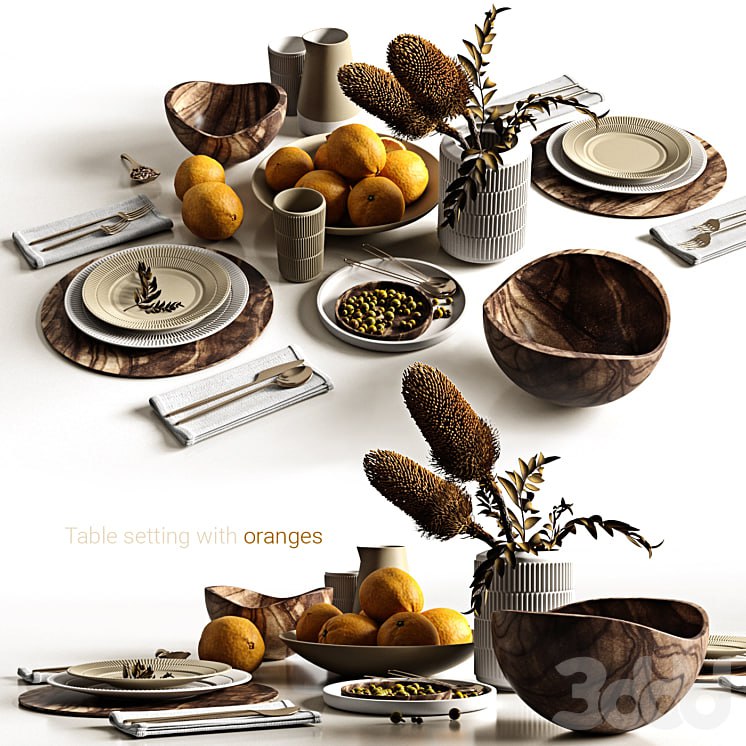 Table setting with oranges