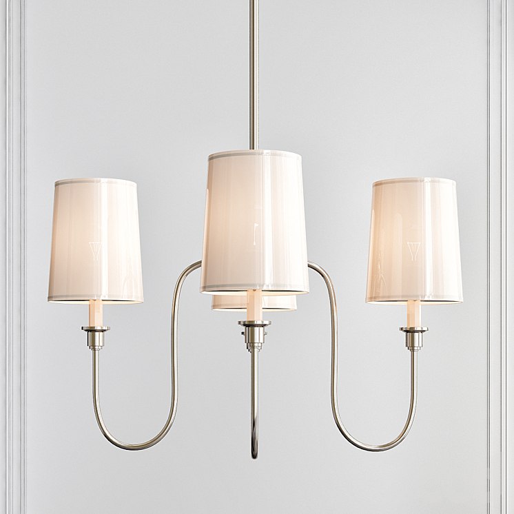 Vendome Small Chandelier in Polished Nickel with Natural Paper Shades