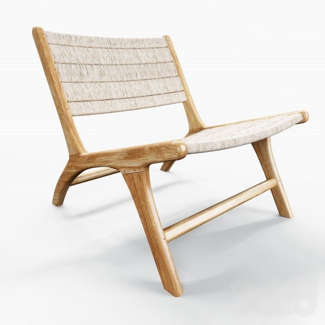 HKLiving abaca / teak lounge chair