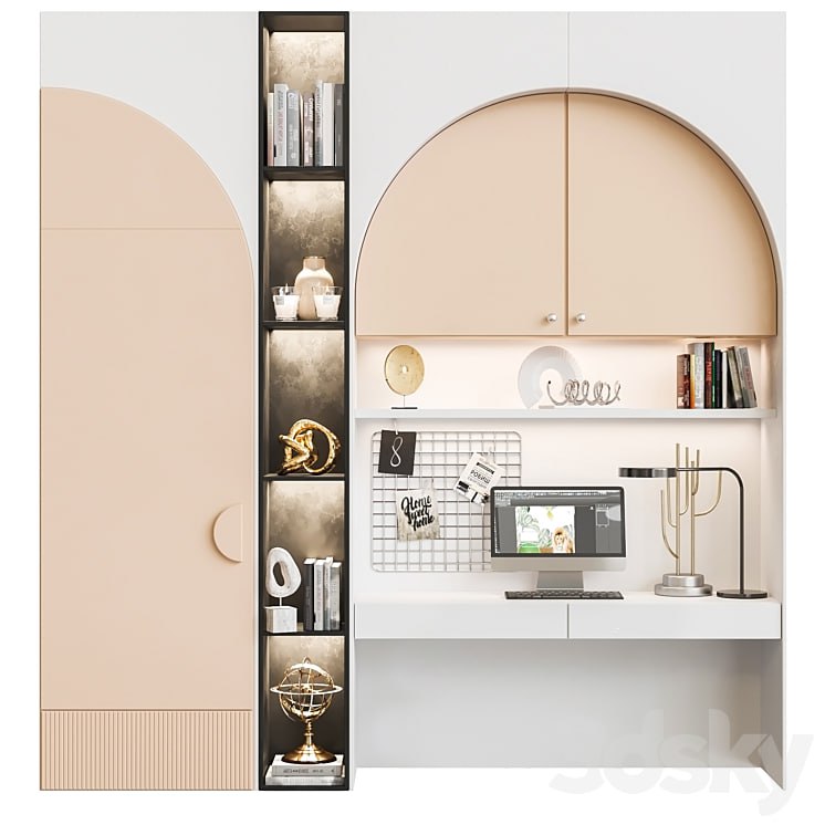 Children's wardrobe with decor and workplace