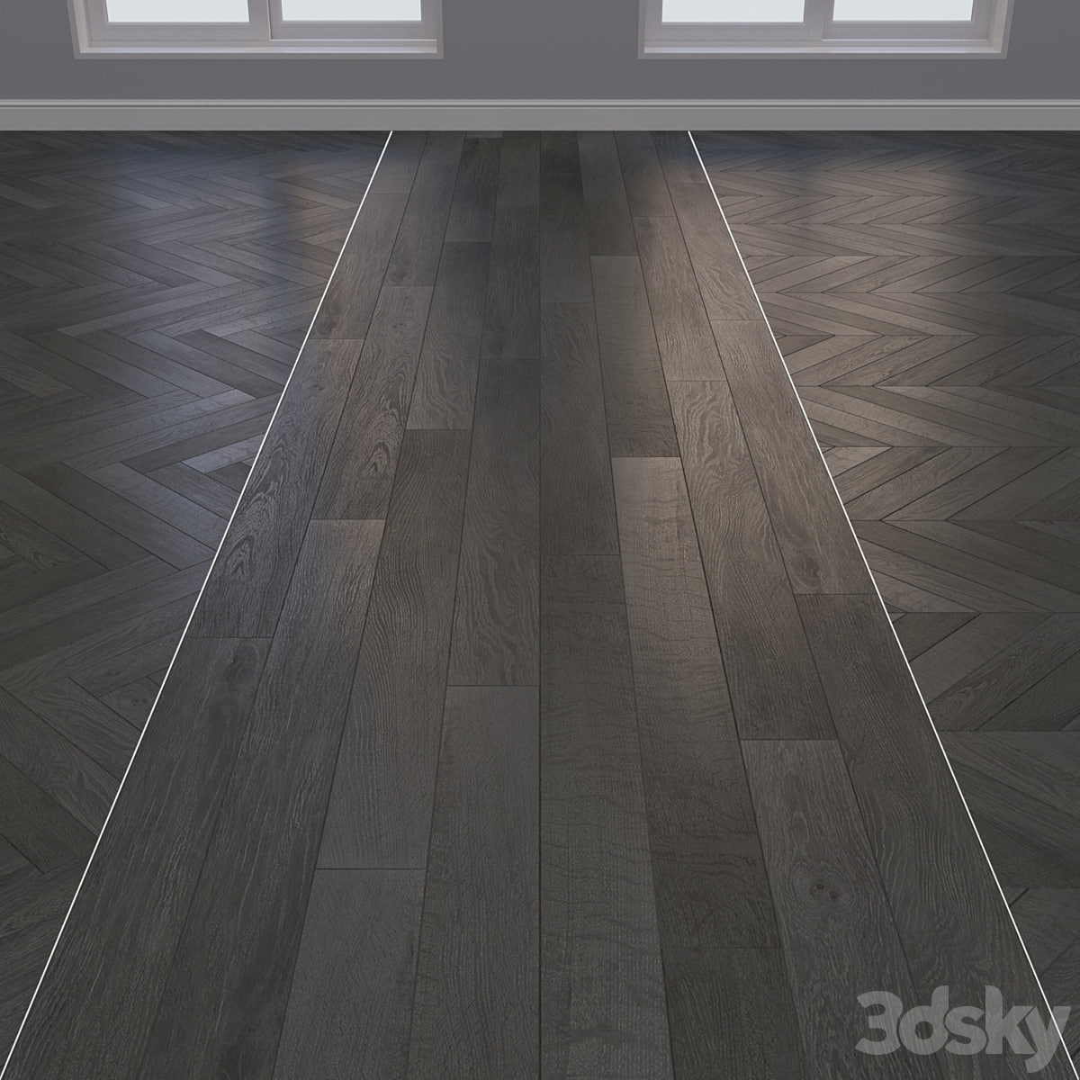 Parquet board Kraft Oak layout Christmas tree, chevron and linear 3