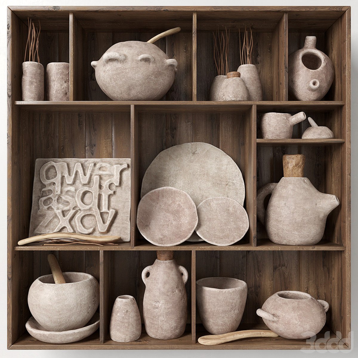 Dishes clay rack n3 / Rack with clay dishes