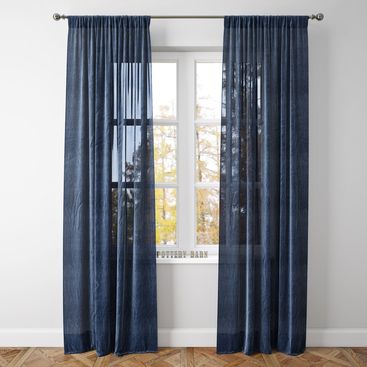 BELGIAN FLAX LINEN SHEER DRAPE-Pottery Barn