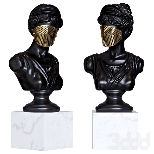Bust Woman in Mask Figurine