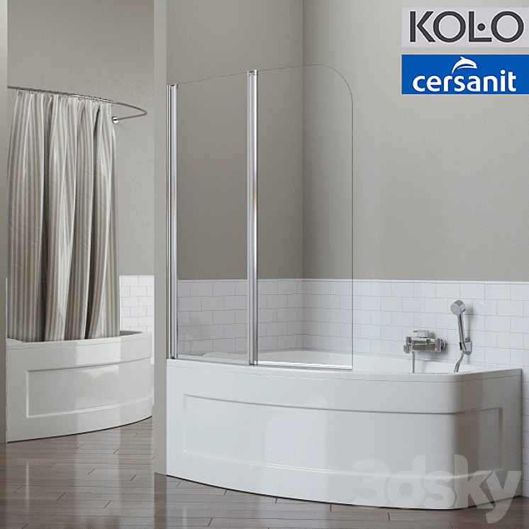 Spa MYSTERY asymmetrical 150 * 95, 140 * 90 cm (tm KOLO), shutter glass "EASY" (tm Cersanit)