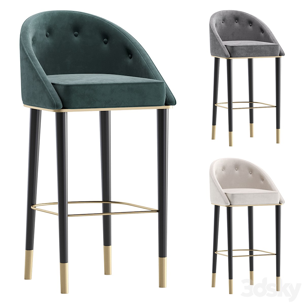 Bar Stool LAS VEGAS by Cazarina Interiors 3 Colors Version