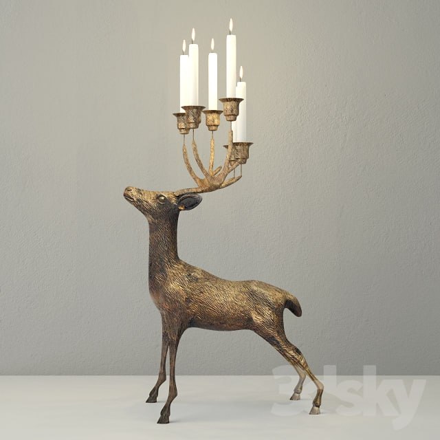 Oversize Brass Deer Candle Holder