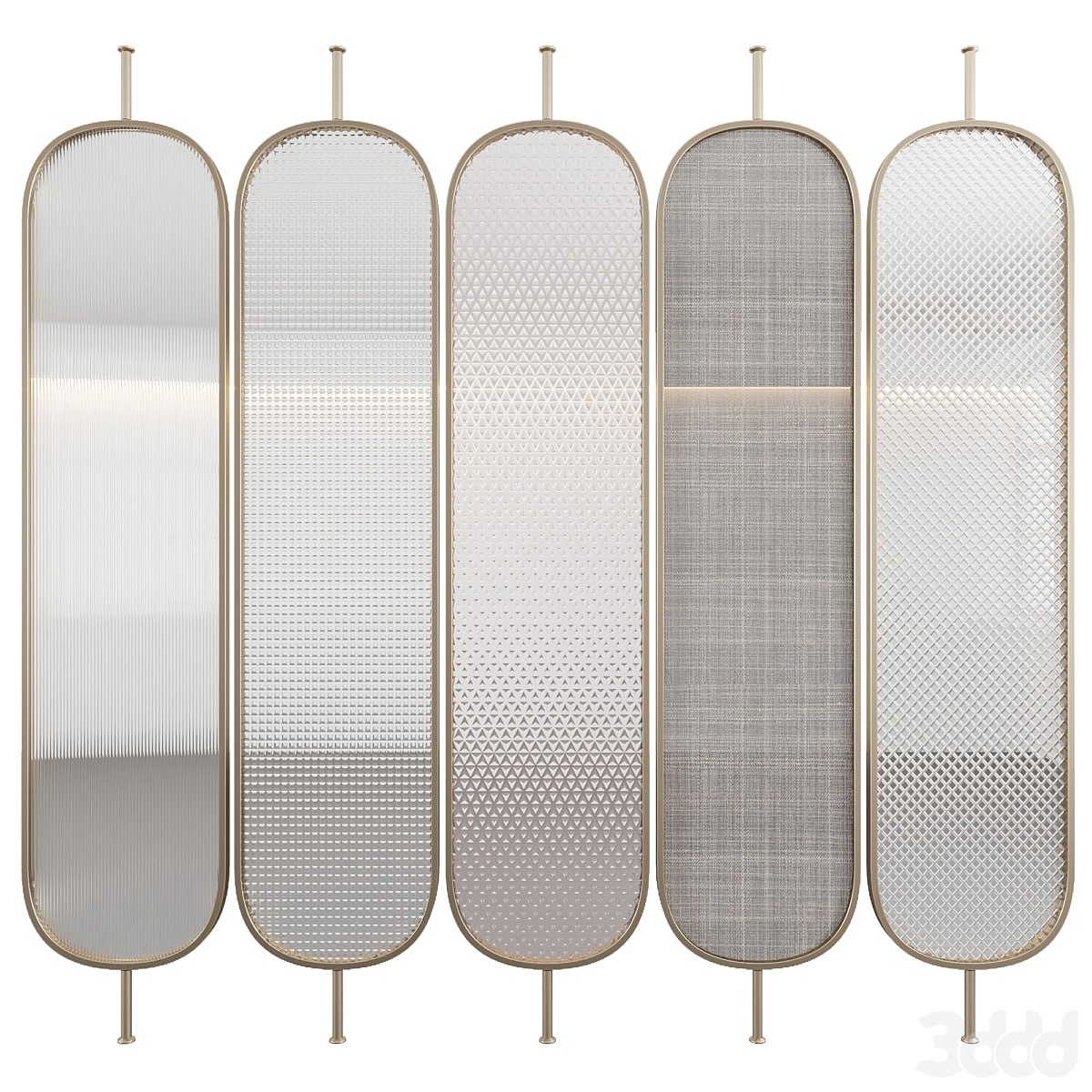 Decorative partition with embossed glass