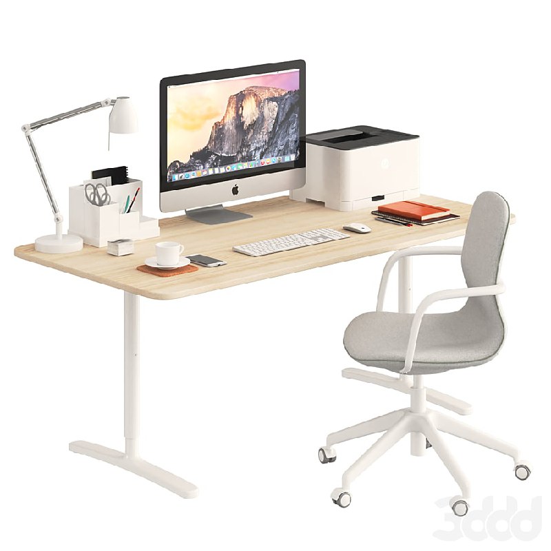 Ikea BEKANT desk and LÅNGFJÄLL Chairpro