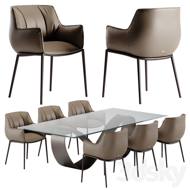 Cattelan Italia Butterfly table Rhonda chair set