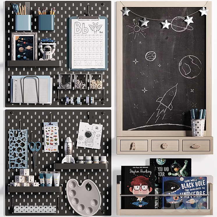 Ikea SKADIS Pegboard with Chalkboard for Teenagers and Kids 03