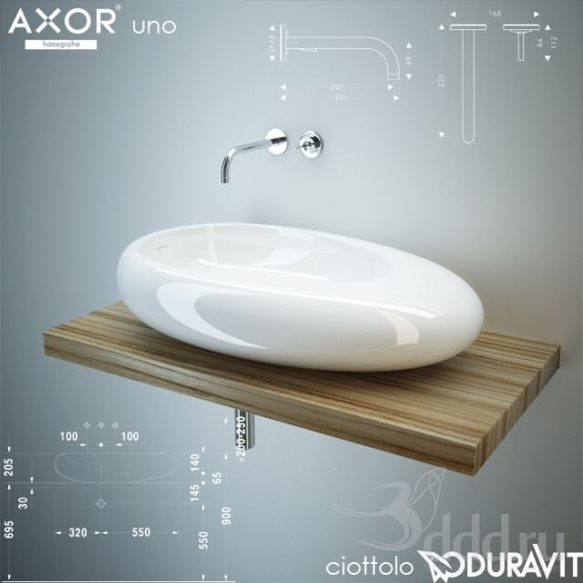 Duravit Ciottolo + Hansgrohe Axor Uno