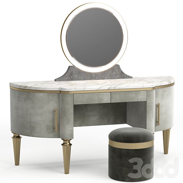 DAME By Longhi dressing table, design by Giuseppe Iasparra with Pouf Loft concept Golden Belt ,