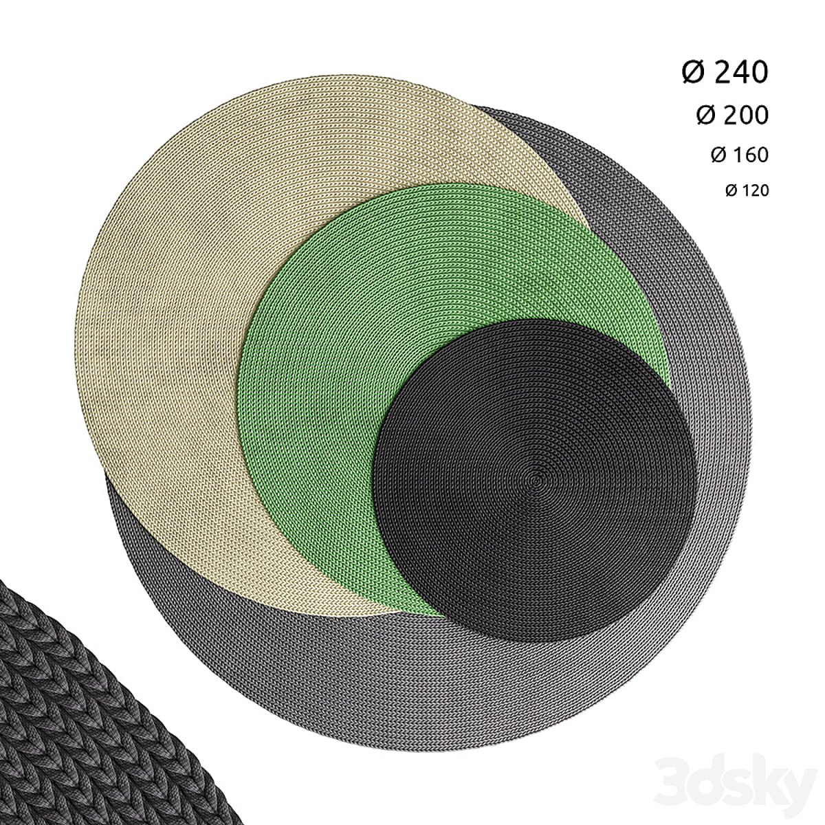 Crocheted round rugs