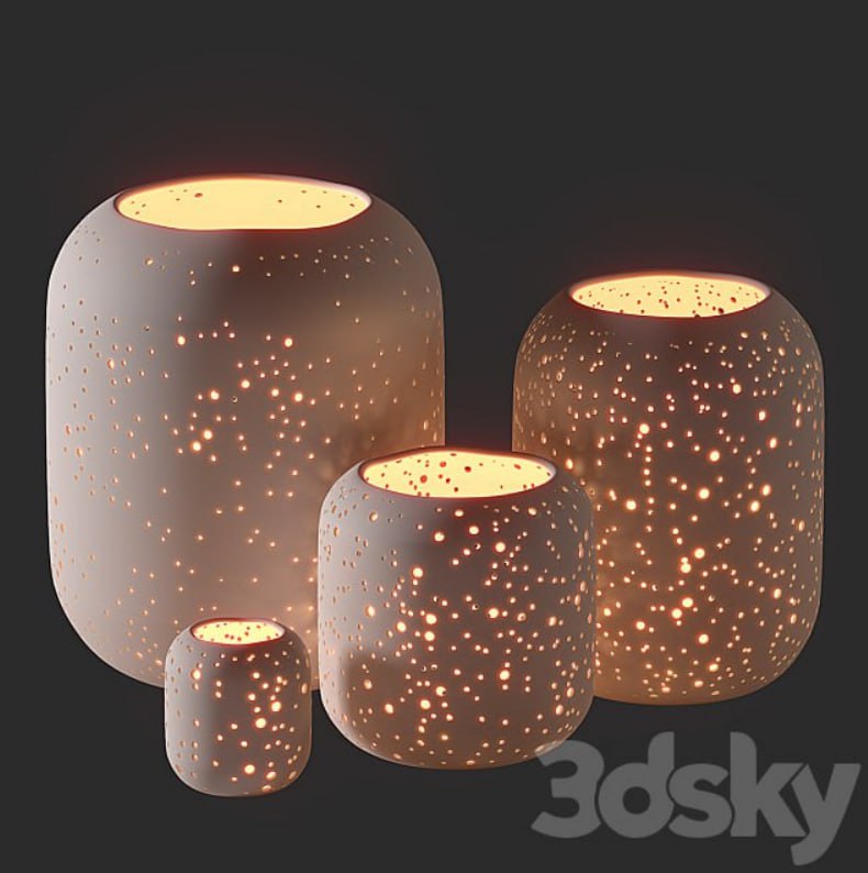 WestElm Pierced Constellation Ceramic Candleholders