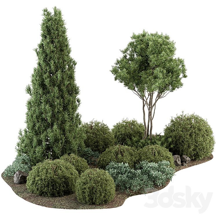 Garden Set Topiary and pine Plants - Outdoor Plants Set 410