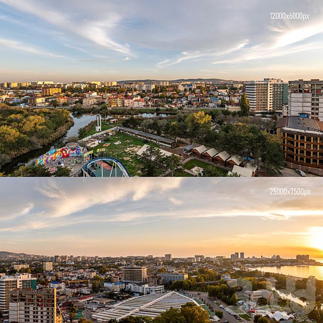 Panoramas of Anapa at sunset