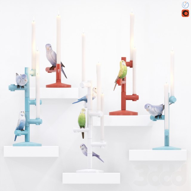 Candlesticks "The Parrot Party"