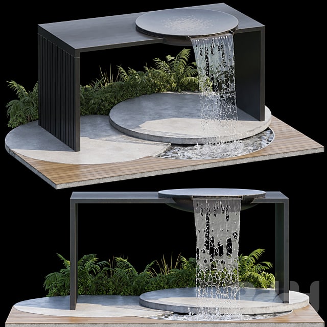 Landscape Furniture with Fountain - Architect Element 09