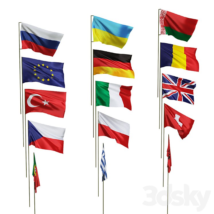 Flags of different countries. 15 species